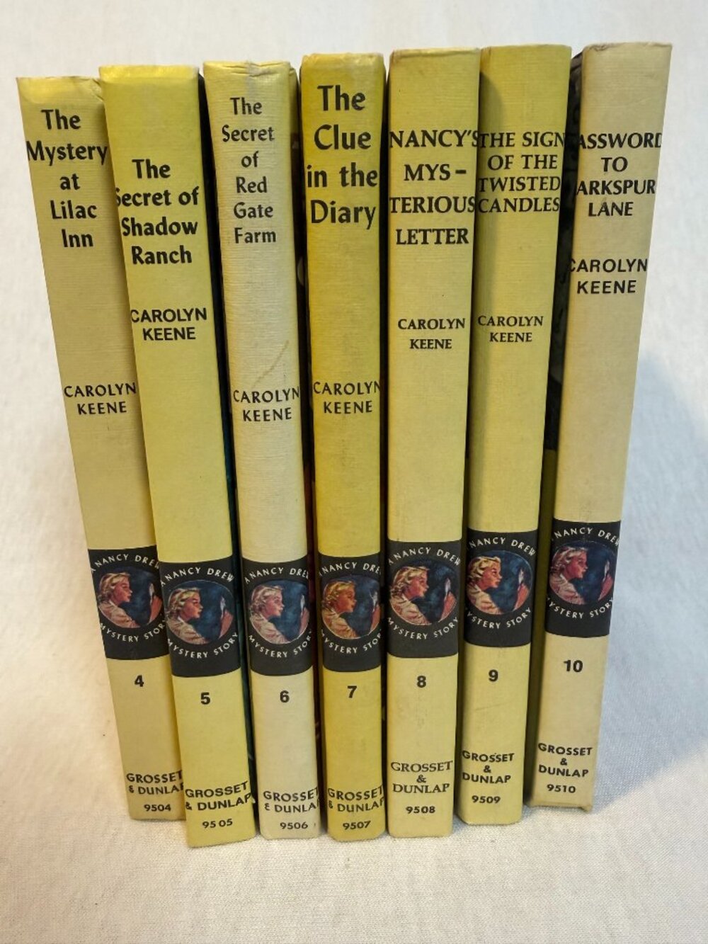 Vintage Nancy Drew Yellow Spine Lot Grosset Dunlap 1960s Hardcover Set (#4-#10)